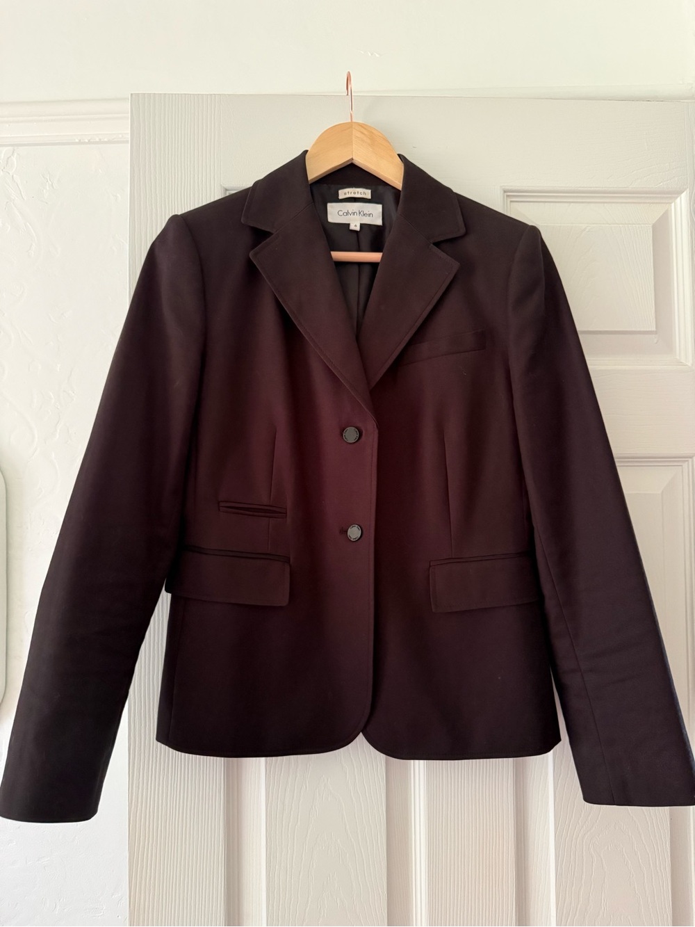 Calvin Klein Black Single-Breasted Tailored Blazer Stretch